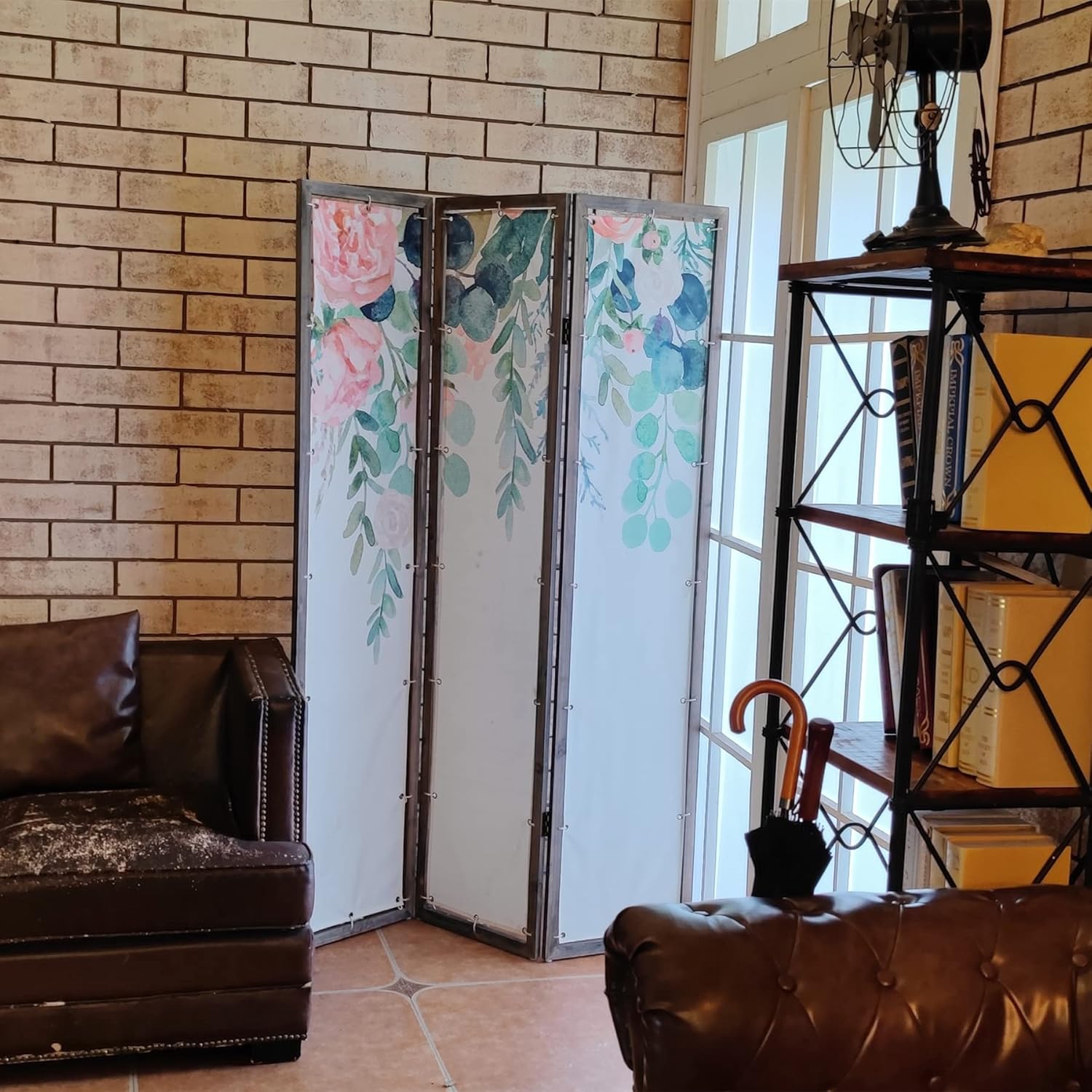 3-Panel Foldable Canvas Room Divider Screen 71'' Tall U99439