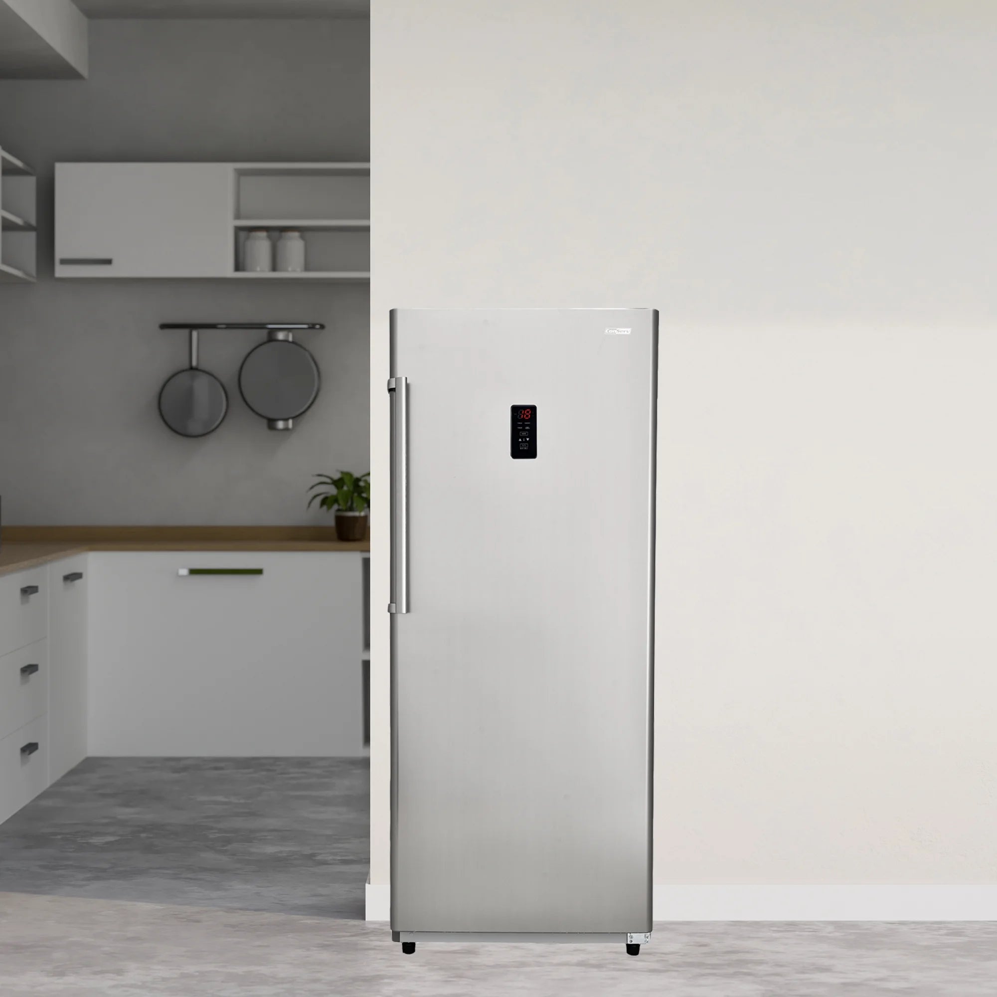 17 cu. ft Convertible Upright Freezer/Refrigerator in Stainless with Reversible Door X7878