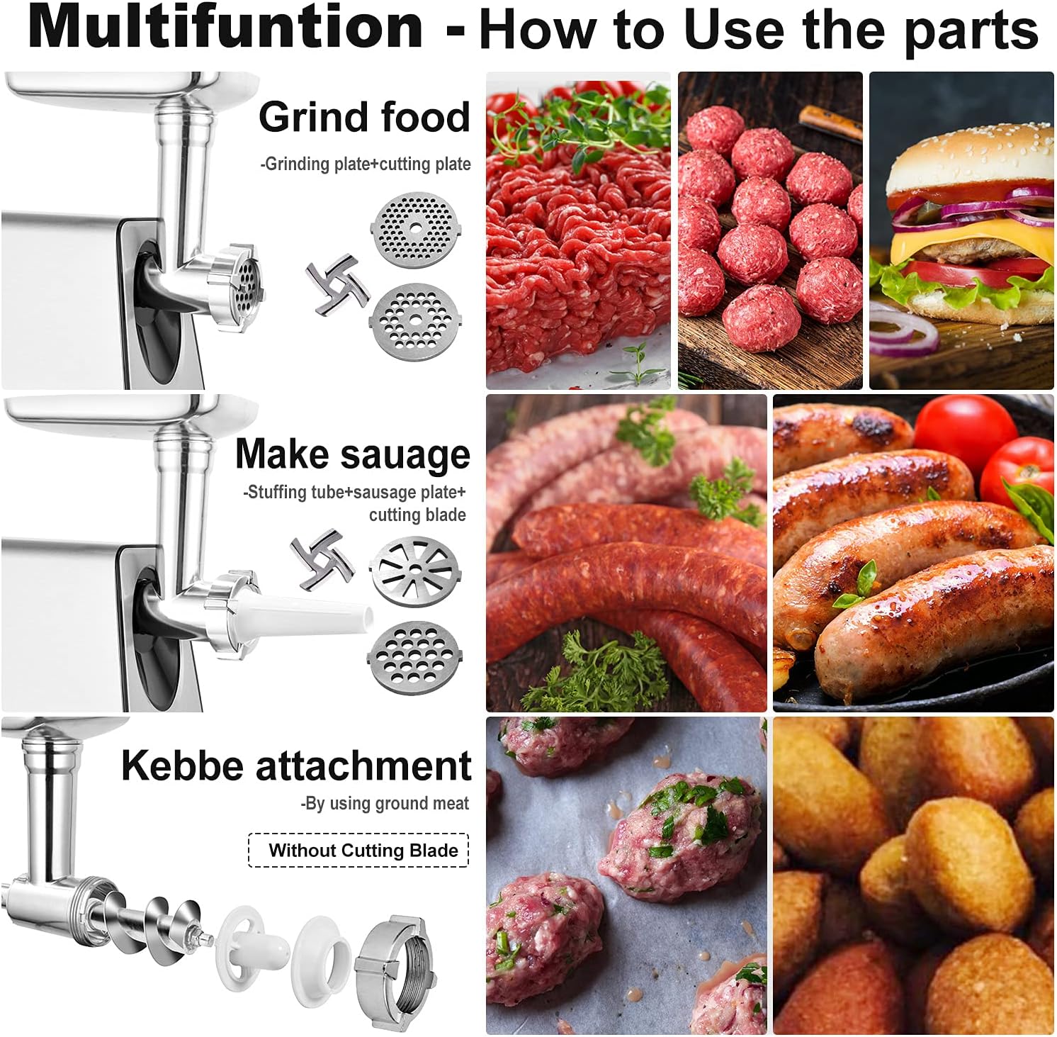 350W Electric Meat Grinder with 4 Sizes Plates F382