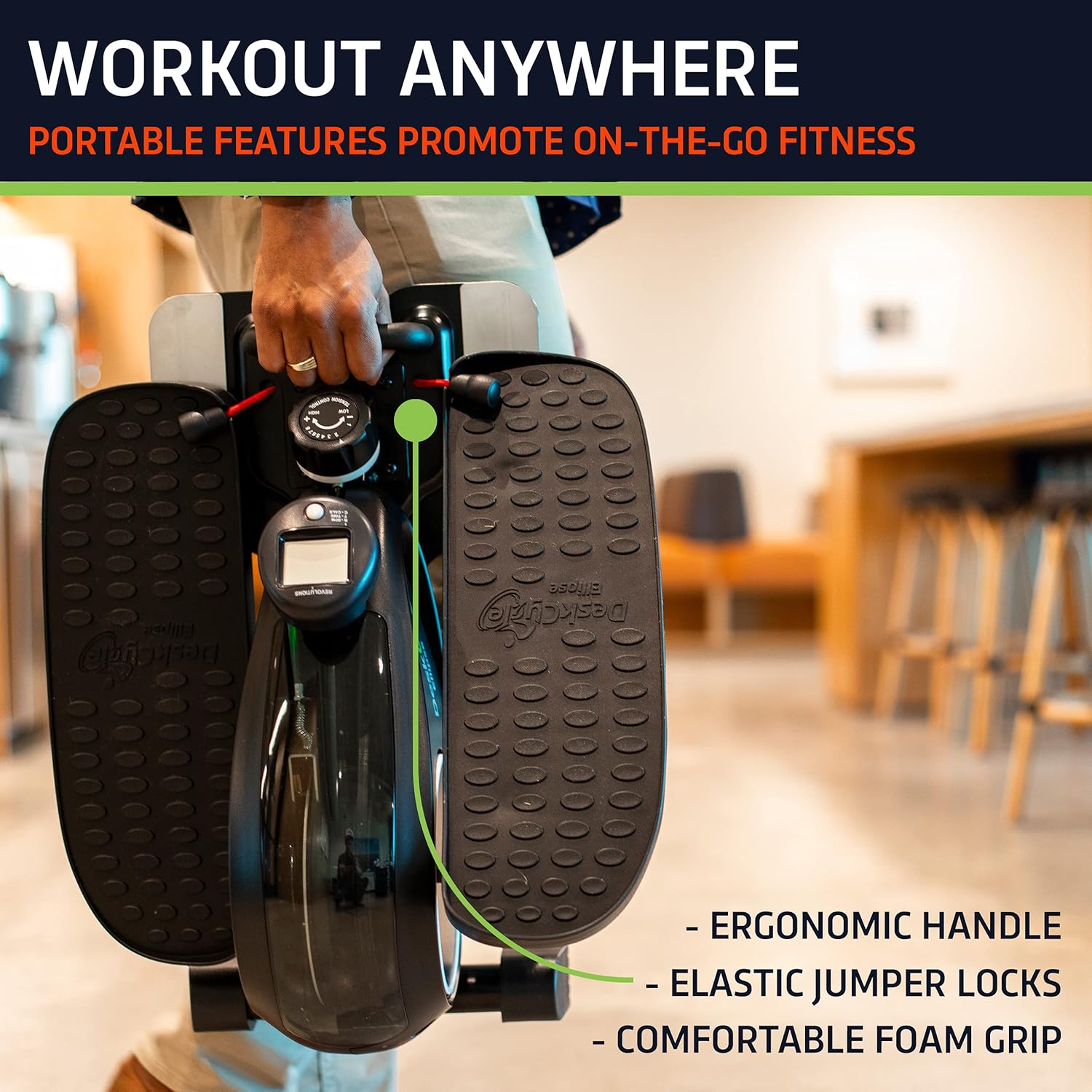 Black Compact Under Desk Elliptical Machine Z2655