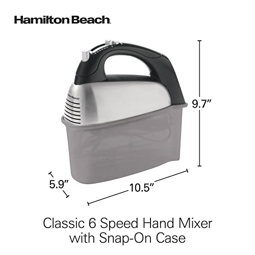 6-Speed Electric Hand Mixer with Storage Case, Brushed Stainless X947
