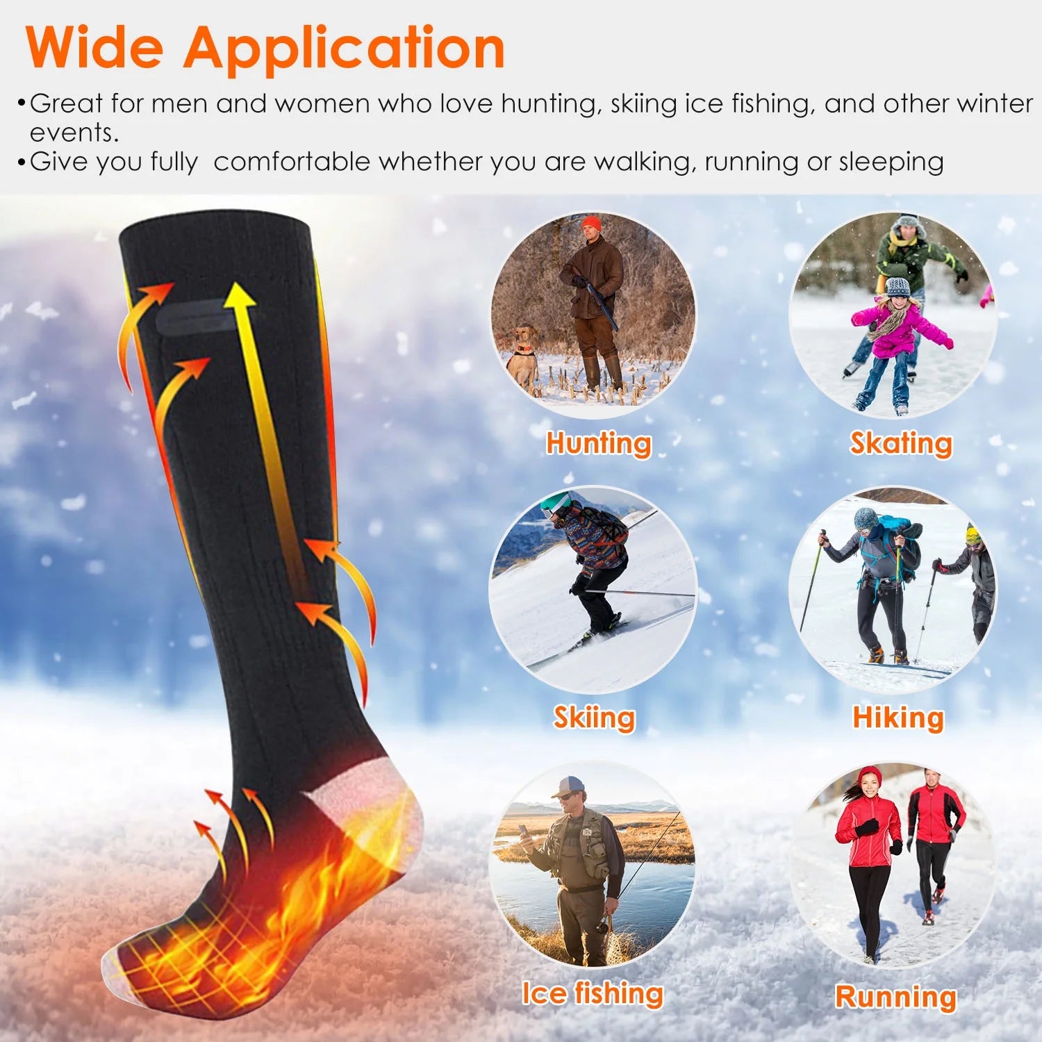 Rechargeable Heated Socks with 4 Heat Settings B196