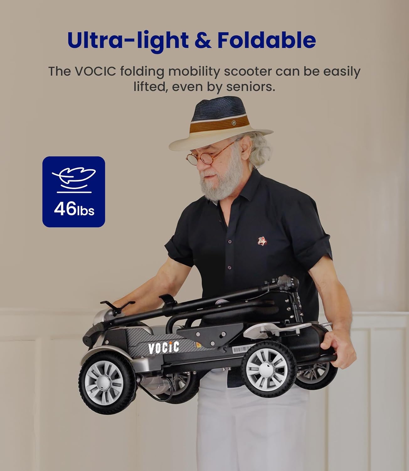 Mobility Scooter Carbon Fiber Lightweight 4 Wheel Electric Scooter with Seat B379172