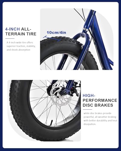 20-Inch Fat Tire 7-Speed Heavy-Duty Adult Tricycle with Large Cargo Basket R559108
