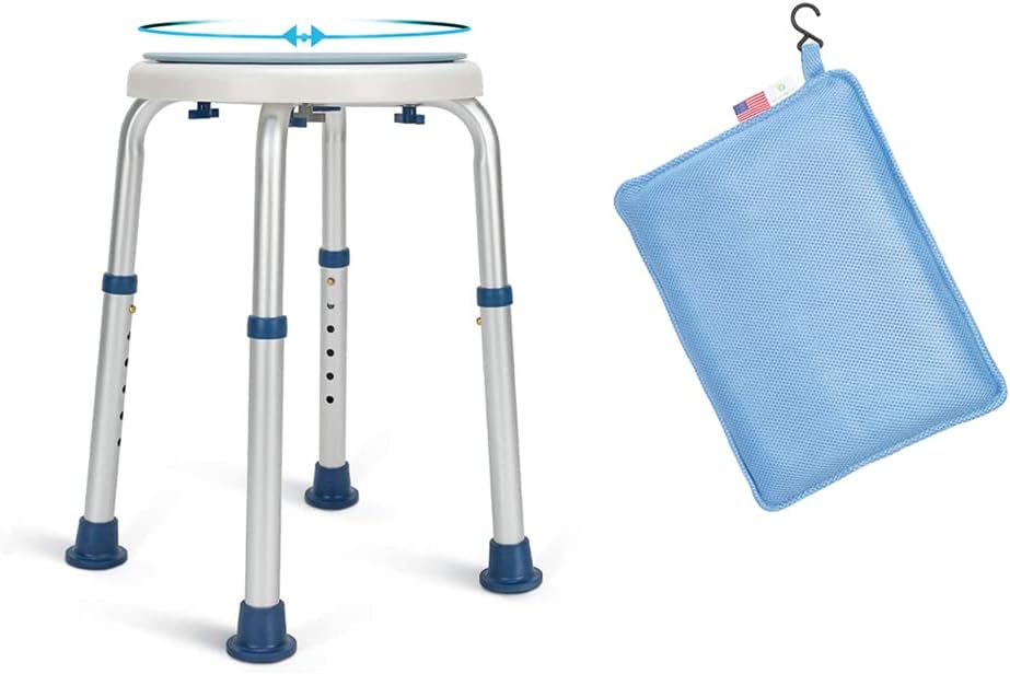 Rotating Adjustable Shower Stool with Waterproof Cushion Y540448