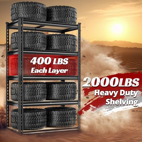 Set of 2 5 Tier Heavy Duty Metal Shelving 2000LBS Adjustable Shelf Z52896