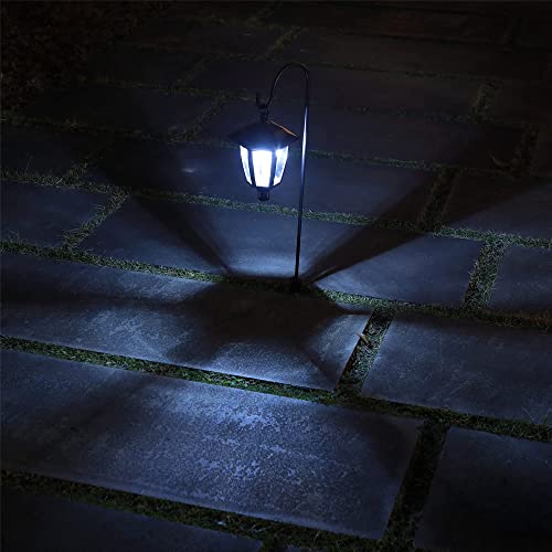 34 Inch Hanging Solar Lights, 2 Pack Warm White LED Garden Lanterns with 2 Shepherd Hooks N417