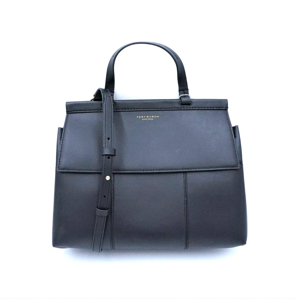 Black Leather Satchel Bag Y361