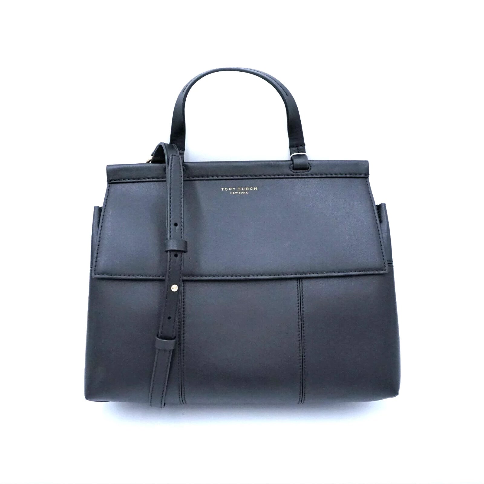 Black Leather Satchel Bag Y361