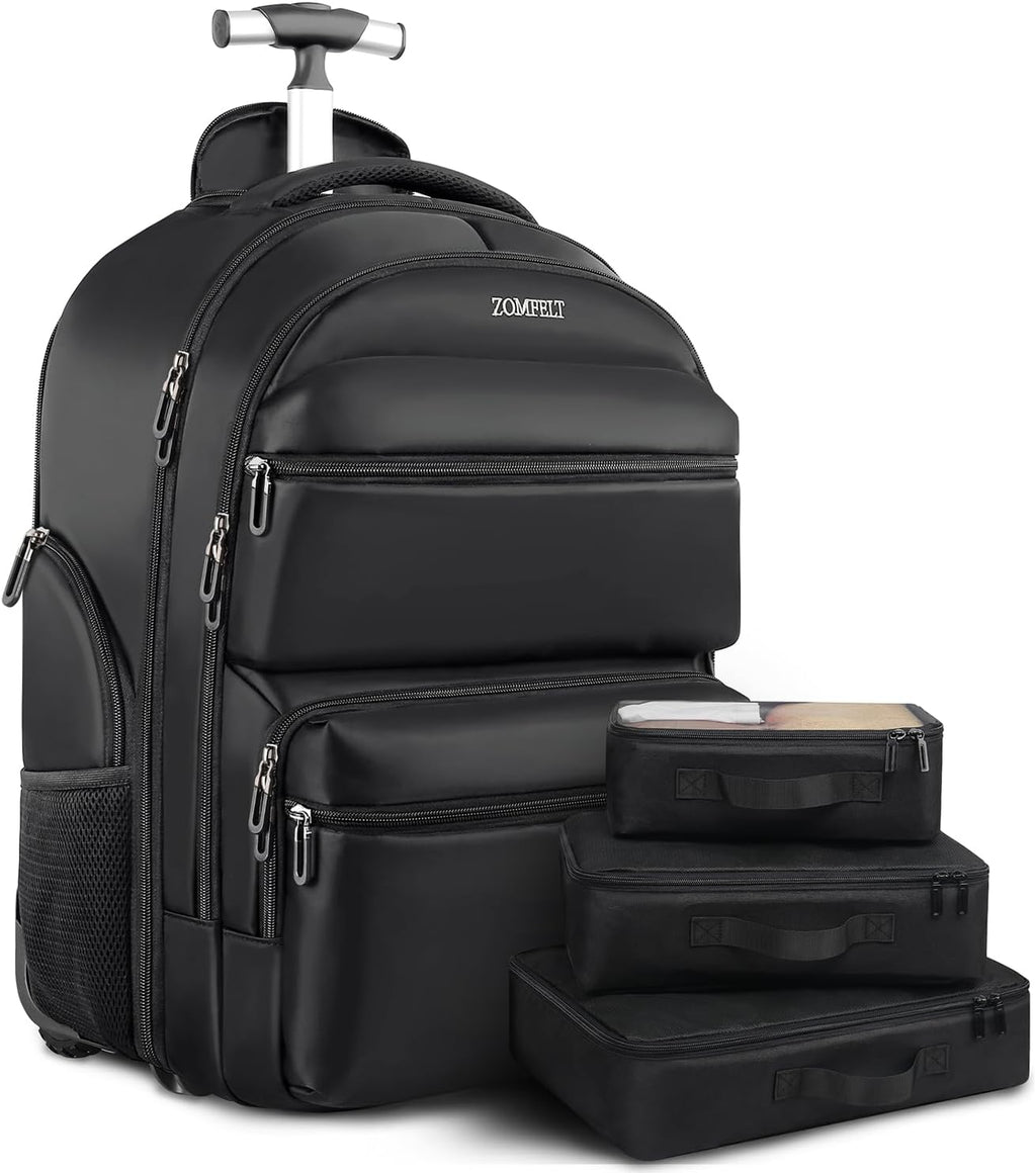 Black Rolling Backpack with Wheels Y4592