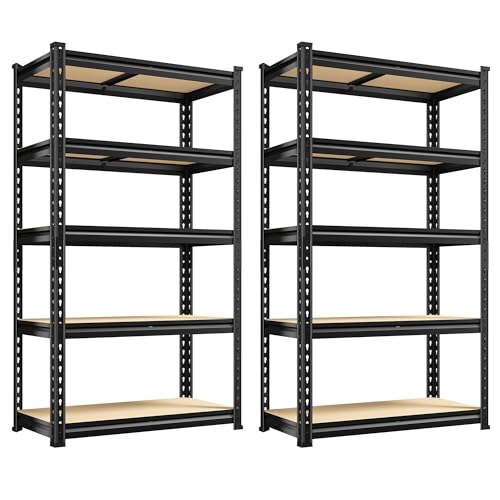 Set of 2 5 Tier Heavy Duty Metal Shelving 2000LBS Adjustable Shelf Z52896