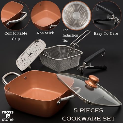 5 Pcs Non Stick Copper Cookware Set I499