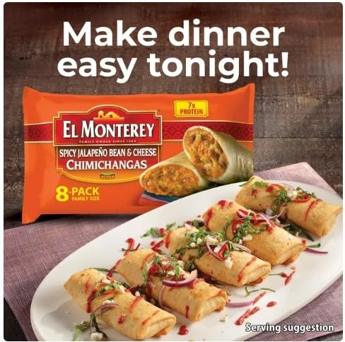 Spicy Jalapeno Bean & Cheese Chimichangas, 32 oz, 8 Count, Pack of 3 H866402