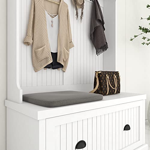 White Hall Tree with Bench and Shoe Storage Q682