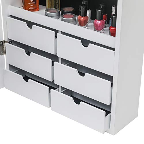 Jewelry Armoire with 8 LEDs, Lockable Large Storage Jewelry Cabinet, White D82004