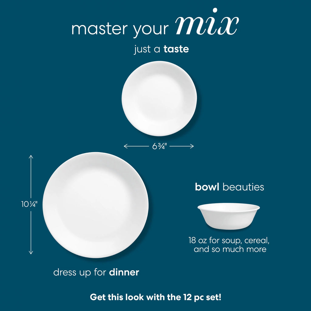 12-Piece White Round Dinnerware Set D680