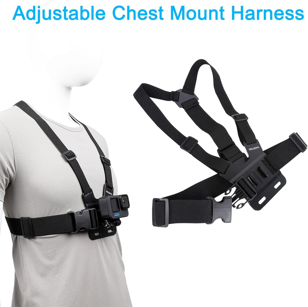 Quick Release Head Strap Mount + Chest Mount Harness + Backpack Clip Holder + 360° Rotating Wrist Strap R416
