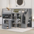 Grey Twin Size Wood Loft Bed with Desk and Storage L789126