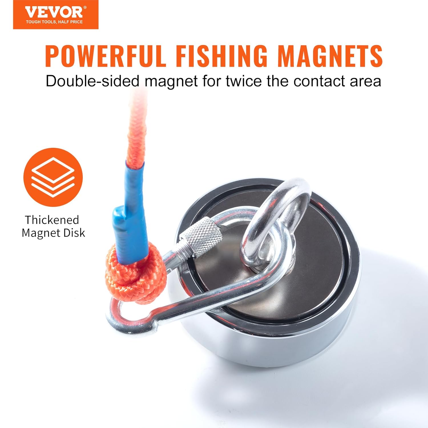1200 LBS Double Sided Neodymium Magnet Fishing Kit with 65 FT Rope O4083