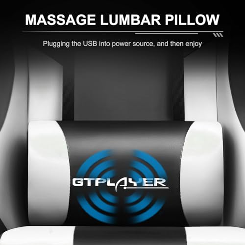 White Gaming Chair with Footrest and Lumbar Support J530150