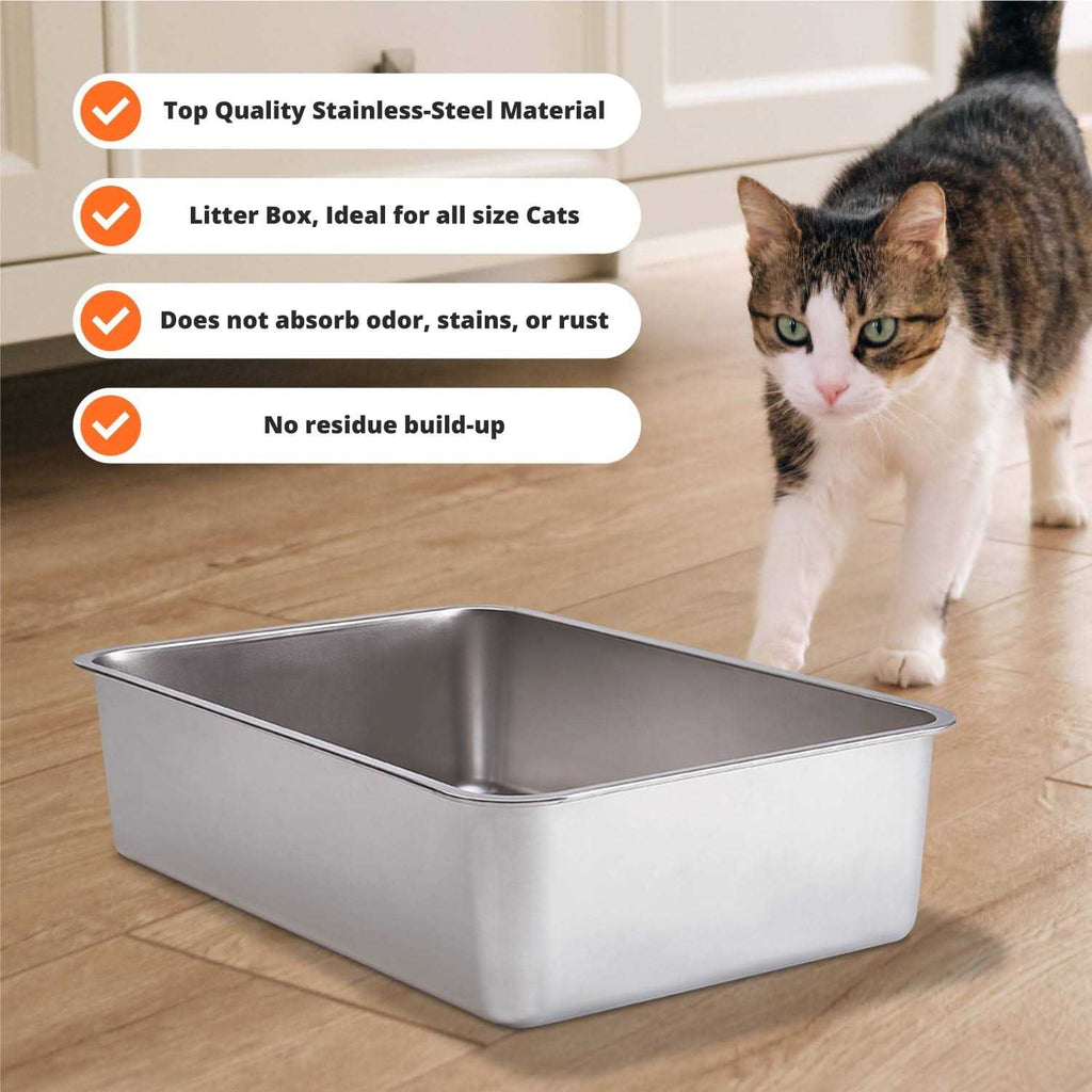 Stainless Steel Cat Litter Box With High Sides A62218