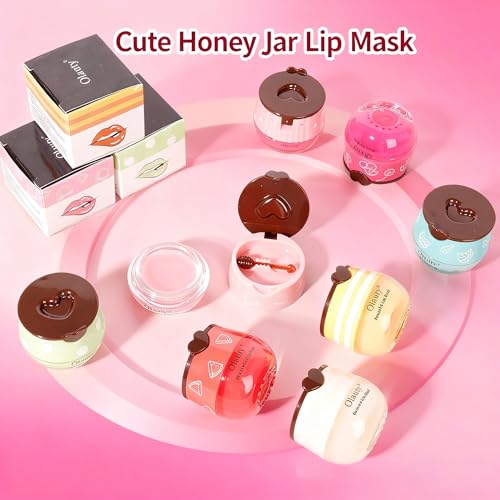 4 Pcs Lip Balm Honey Pot-Strawberry, Watermelon, Apple Lime, Honey Lip Mask Overnight Propolis Moisturizing Vitamin E Lip Balm V455470