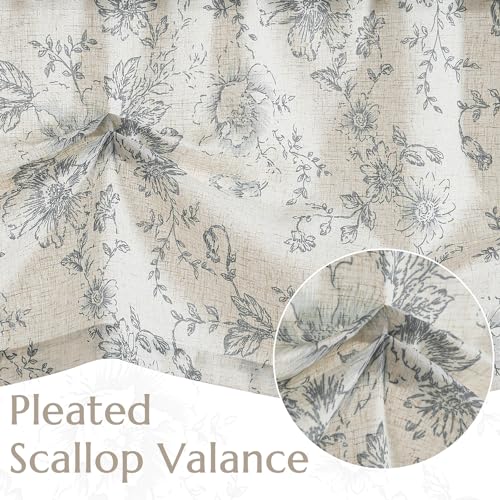 Linen Valance Yellow Leaf on Beige 16 Inch Rod Pocket 1 Panel K13807