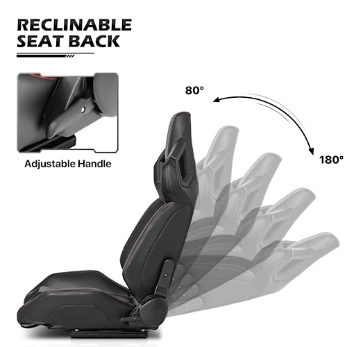 Red PVC Bucket Style Reclinable Sport Racing Seat E78775