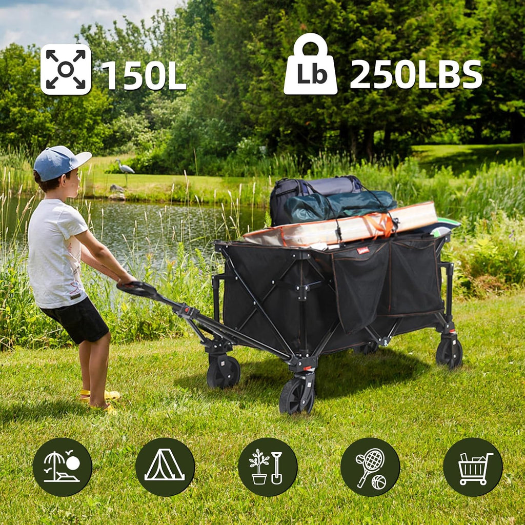 Black Collapsible Folding Utility Wagon Cart W29331