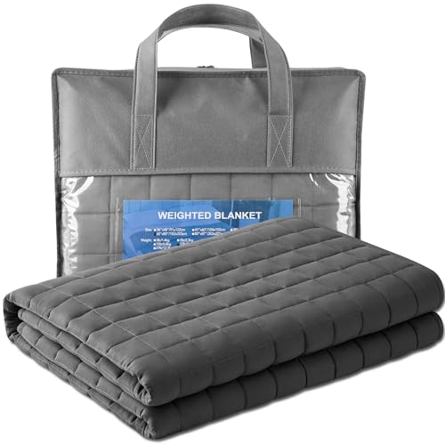 Grey Weighted Blanket 20 lbs 60" x 80" with Glass Beads O551157