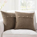 Set of 2 Cool Grey Pillow Covers 18 x 18 Inches with Coconut Buttons E4273