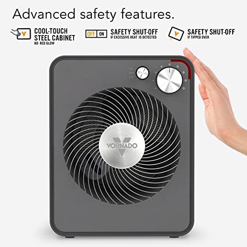 Storm Gray Metal Heater with 2 Heat Settings and Adjustable Thermostat Z679
