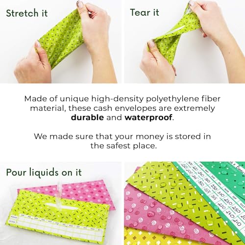 12 Pack Tear and Water Resistant Cash Envelopes with Carry Pouch G57978