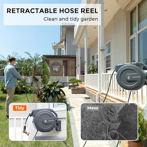 Heavy Duty Retractable Garden Hose Reel 1/2'' 78ft Wall Mounted G59500