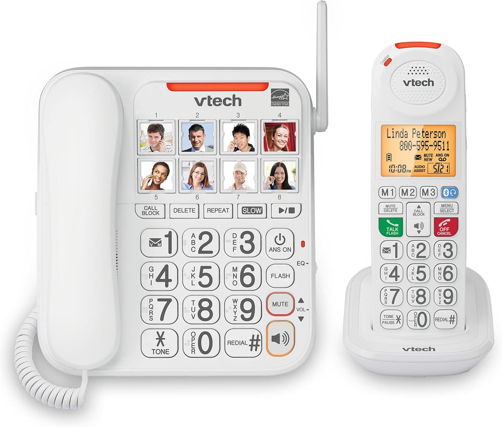 White Corded/Cordless Senior Phone with Answering Machine V681709