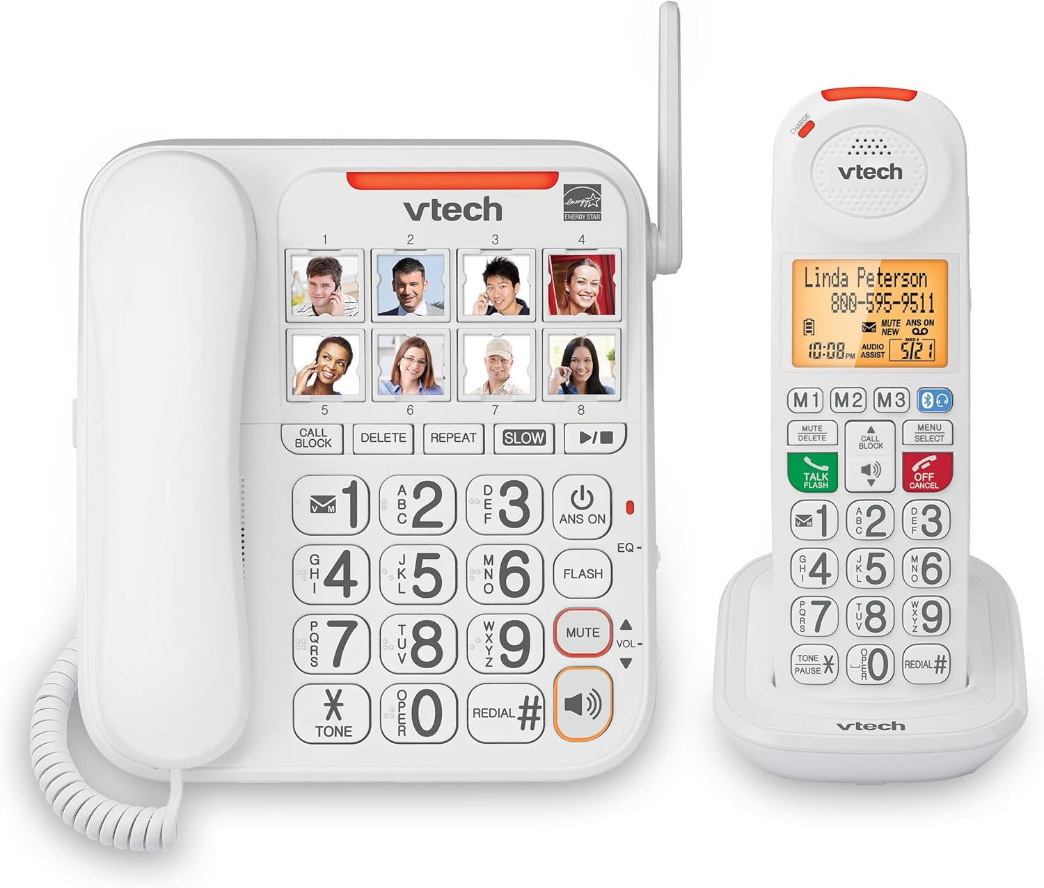 White Corded/Cordless Senior Phone with Answering Machine V681709