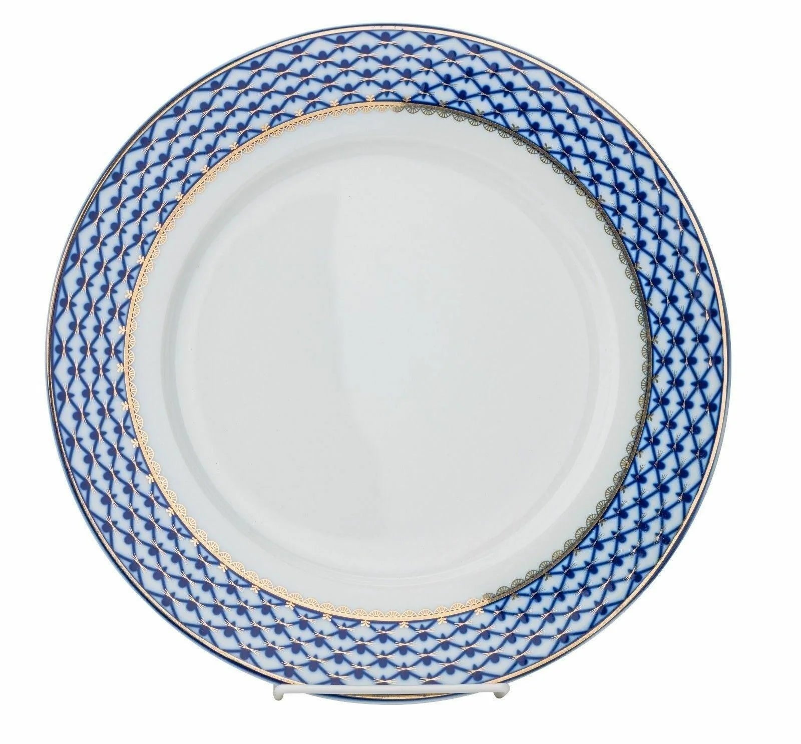 Bone China Cobalt Blue 24K Gold Net Dessert Plates 7.5" Round V329433