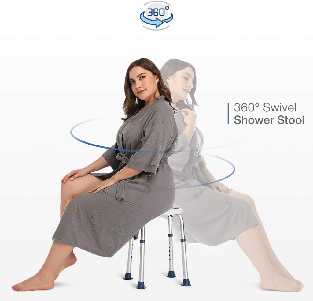 Rotating Adjustable Shower Stool with Waterproof Cushion Y540448