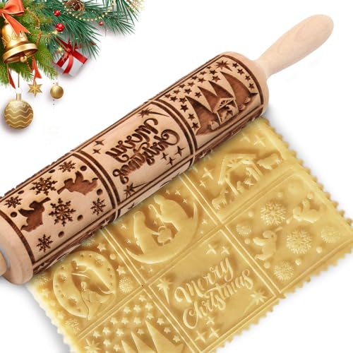 Wooden Embossed Rolling Pin L60436