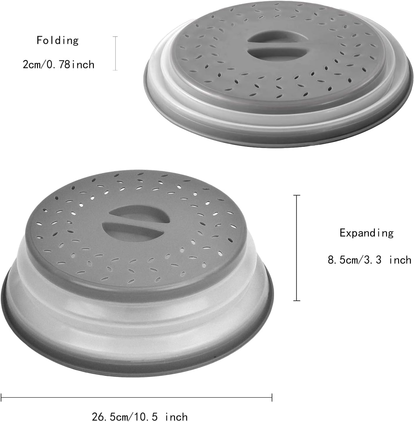 Gray 10.5 inch Vented Collapsible Microwave Plate Cover G2793