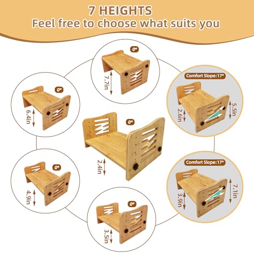 Bamboo Adjustable Under Desk Footrest with 7-Level Adjust E9753