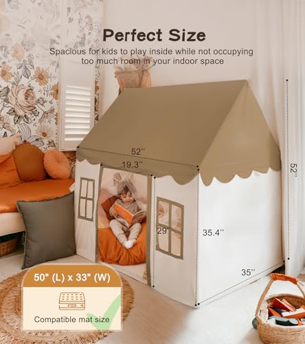 Large Green Kids Playhouse Play Tent with Mat S684868