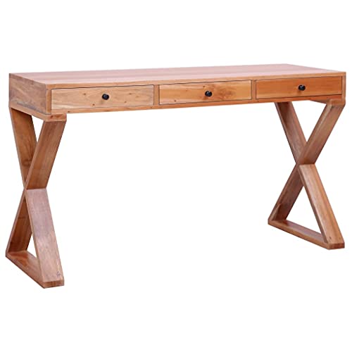 Natural 52"x18.5"x30.3" Solid Mahogany Wood Computer Desk C199980