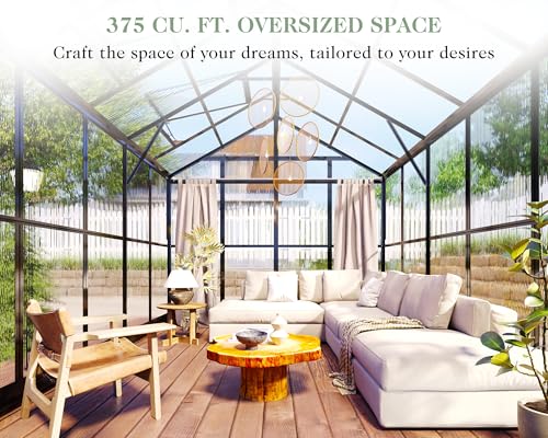 Black 8x10x7.5 FT Aluminum Polycarbonate Greenhouse P93892