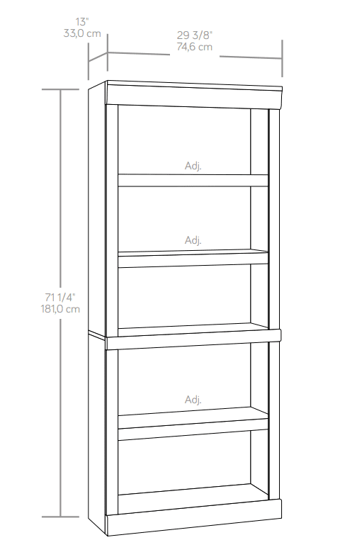Rustic Gray 5 Shelf Bookcase V53286