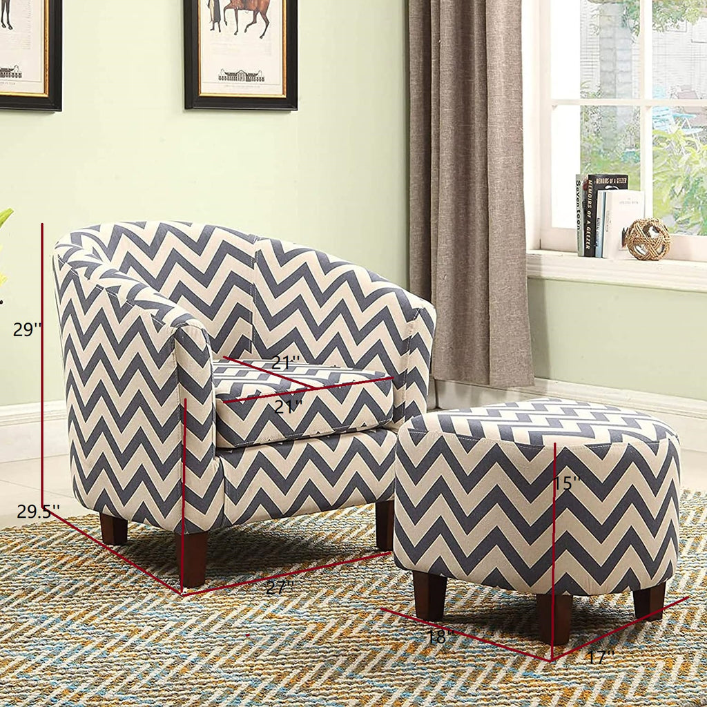 Fabric Chevron Tub Chair with Round Ottoman B6586