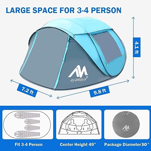 4 Person Pop Up Instant Tents with Removable Rainfly P9796