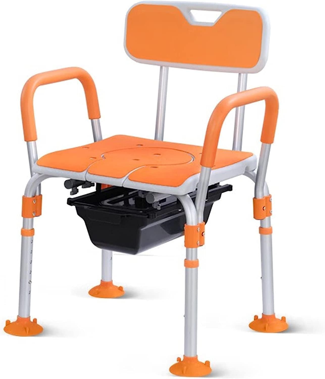 Height Adjustable Bedside Commode Chair with Safety Frame P68639