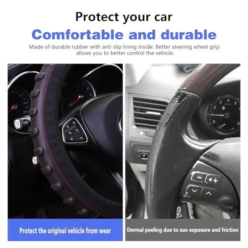 Black Elastic Stretch 14.5-15Inch Universal Steering Wheel Cover V1930