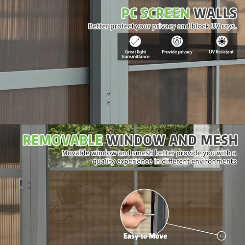 10' x 16' Aluminum Frame Polycarbonate Roof Sunroom with Sliding Doors X365